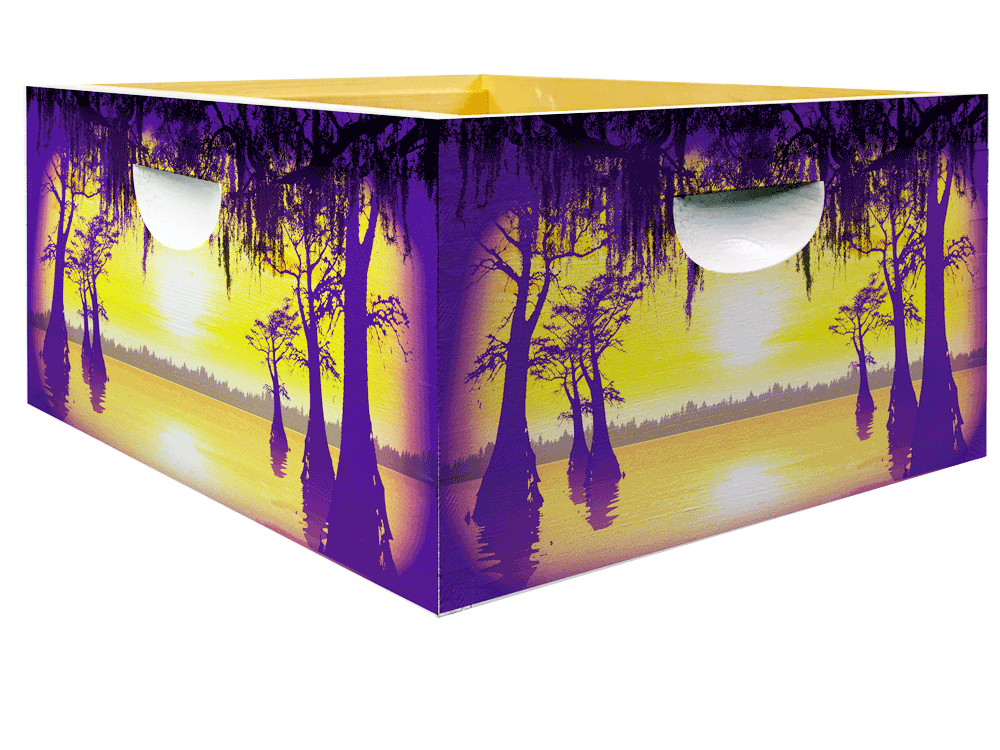 Purple and Gold Swamp Scene bee hive for honey bees